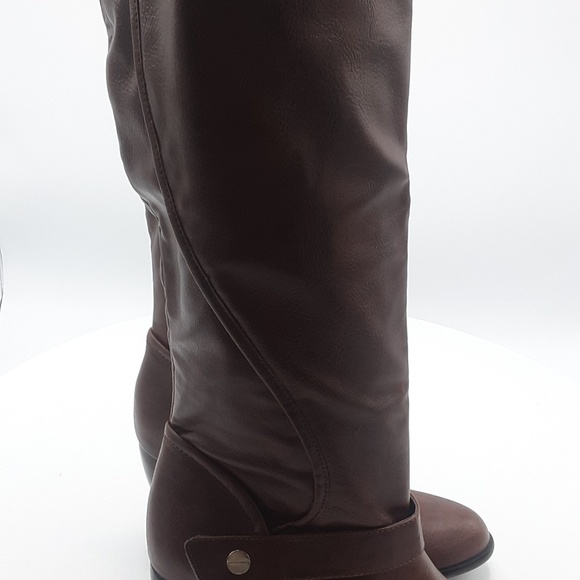 Style & Co. Knee-High Cognac Leather Heeled Boots - Picture 3 of 7